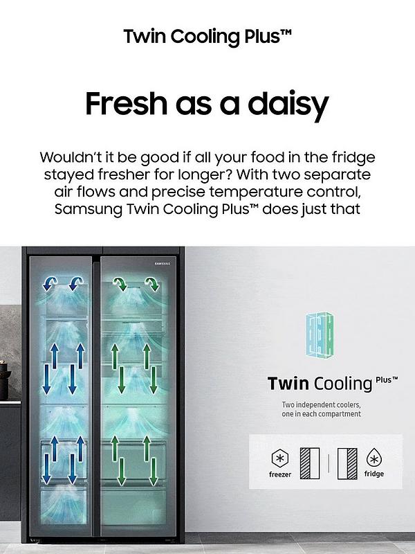 Samsung RF48A401EM9/EU French Style Fridge Freezer with Twin Cooling Plus - E Rated - Gentle Silver Matt - Image 3